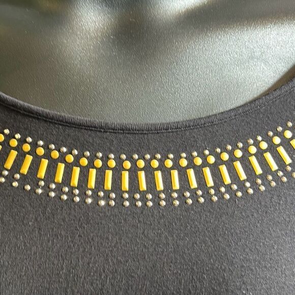 #287 Jacqueline Smith, black/gold and silver embellished tunic top size 2X - Picture 5 of 12